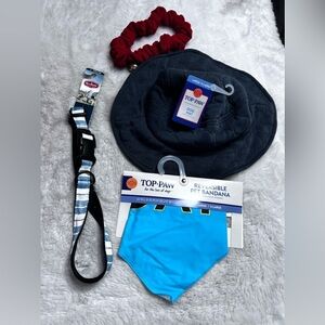 Mutt Nation collar size large/ Top paw dog hat size lg/XL and pet bandana lot